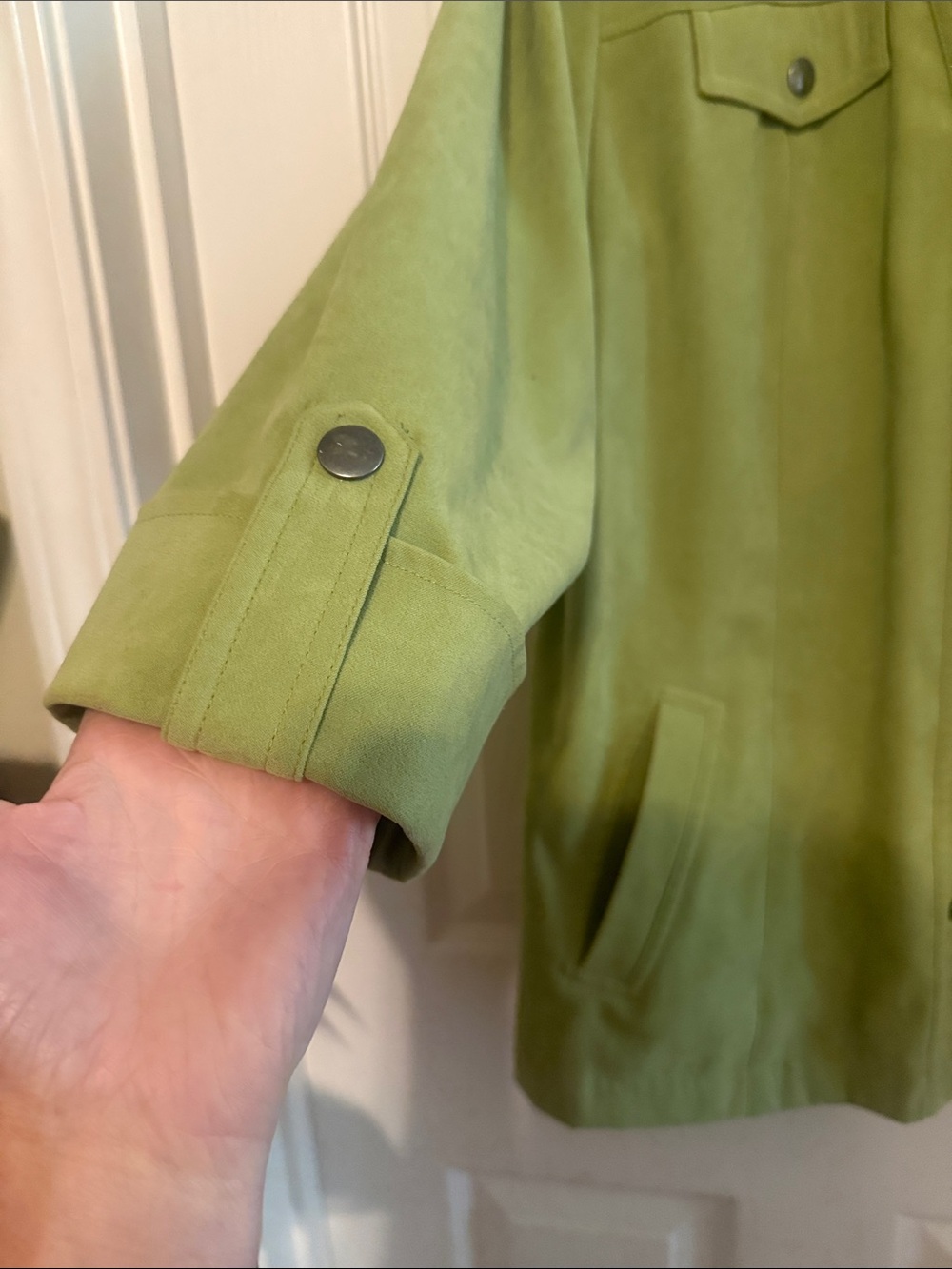 JM Collection Green Button-Front Utility Jacket - Picture 4 of 5